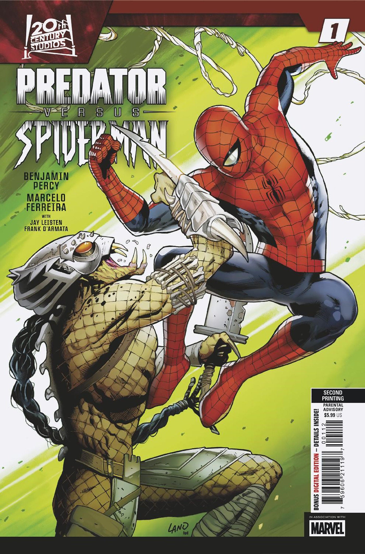 Predator vs. Spider-Man #1 Greg Land 2nd Print Variant – South