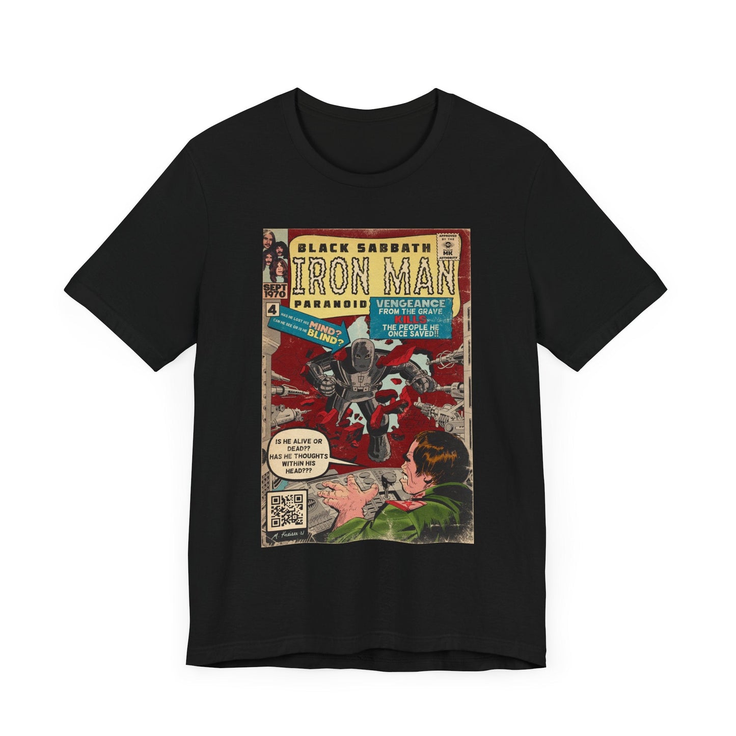 Black Sabbath - Iron Man Rock Comic Art - Unisex Jersey Short Sleeve Tee