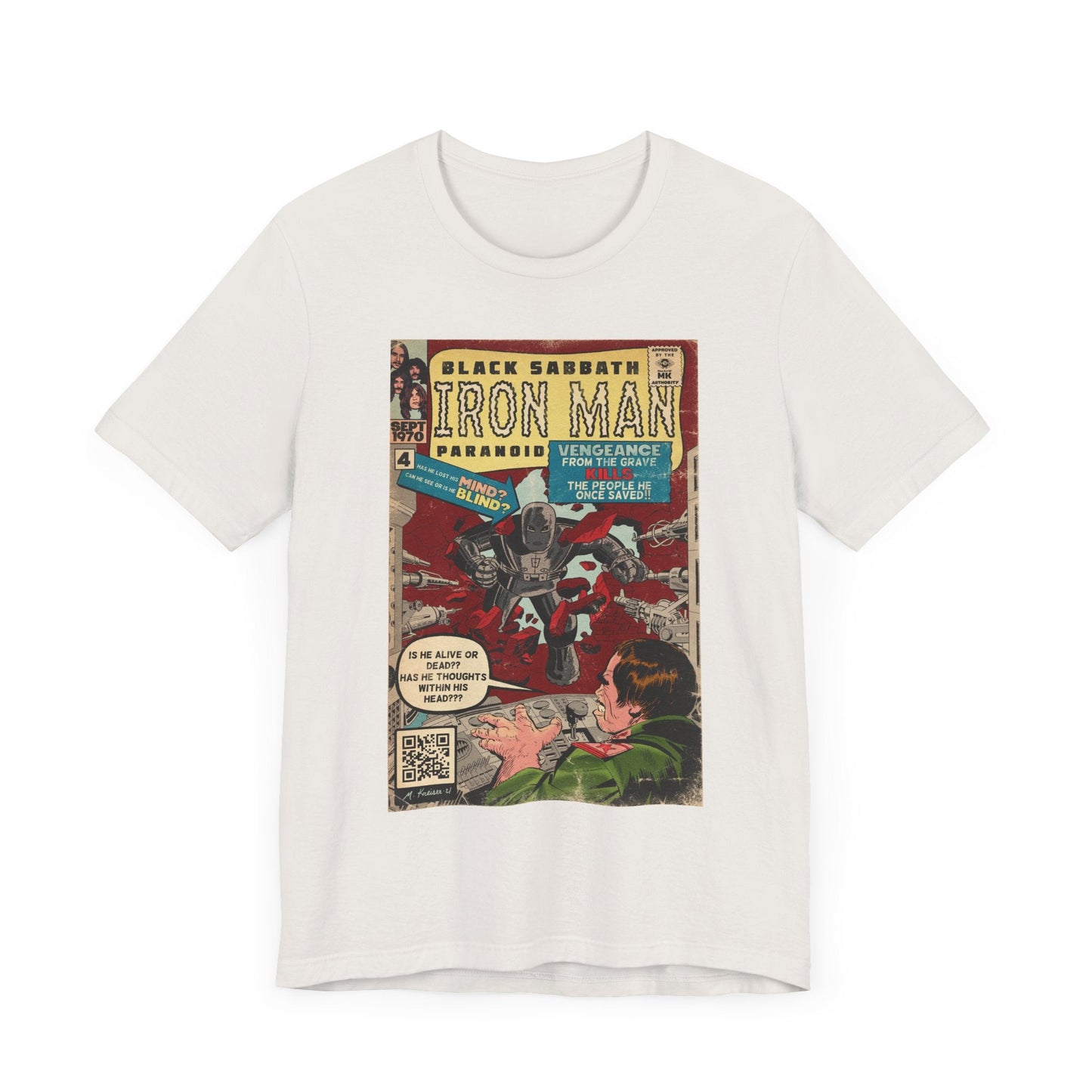 Black Sabbath - Iron Man Rock Comic Art - Unisex Jersey Short Sleeve Tee