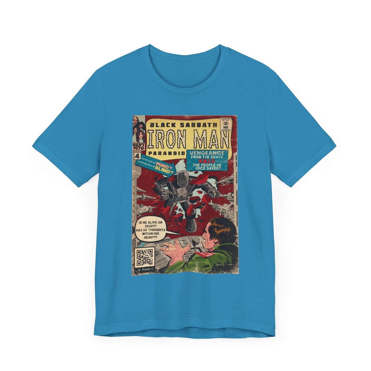 Black Sabbath - Iron Man Rock Comic Art - Unisex Jersey Short Sleeve Tee