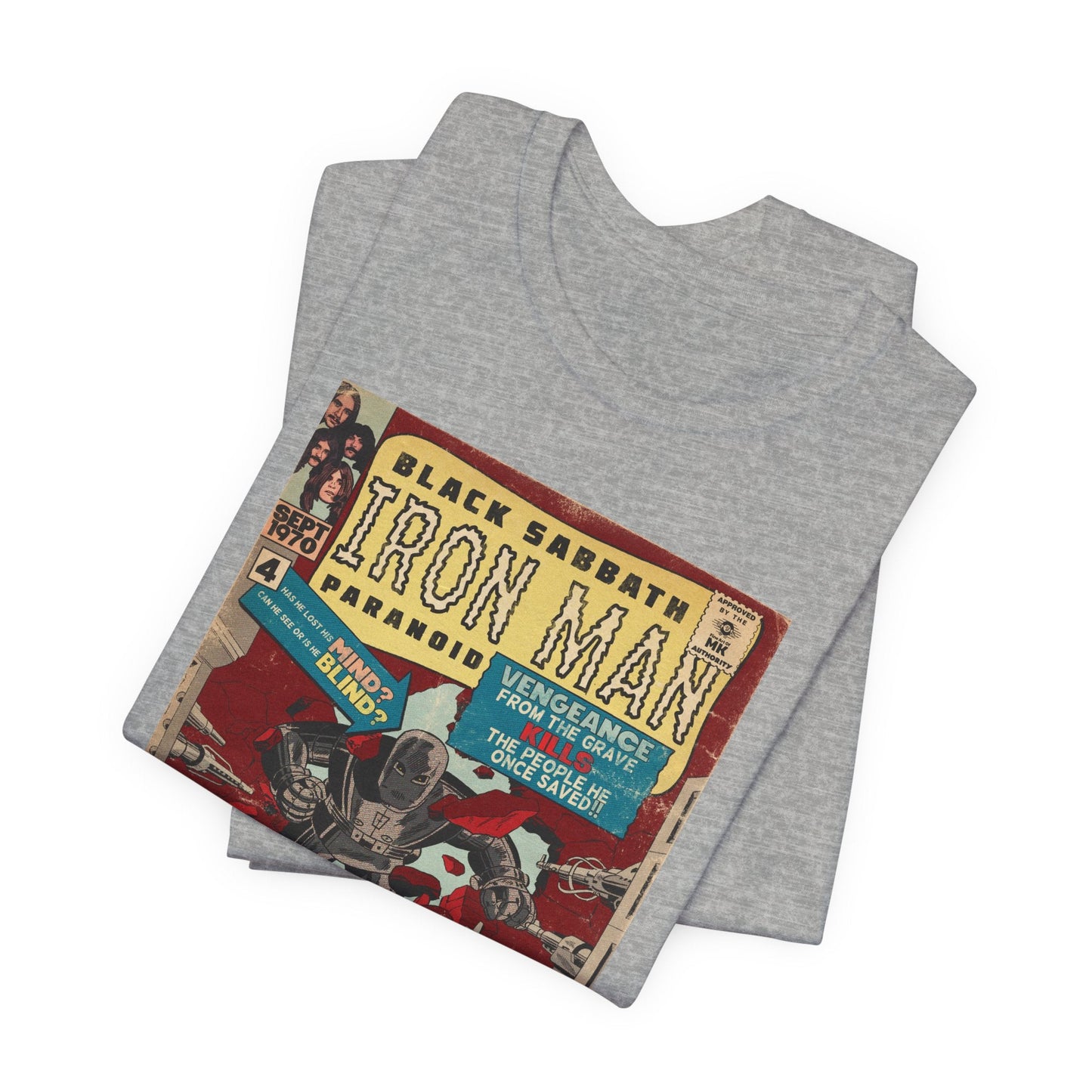 Black Sabbath - Iron Man Rock Comic Art - Unisex Jersey Short Sleeve Tee