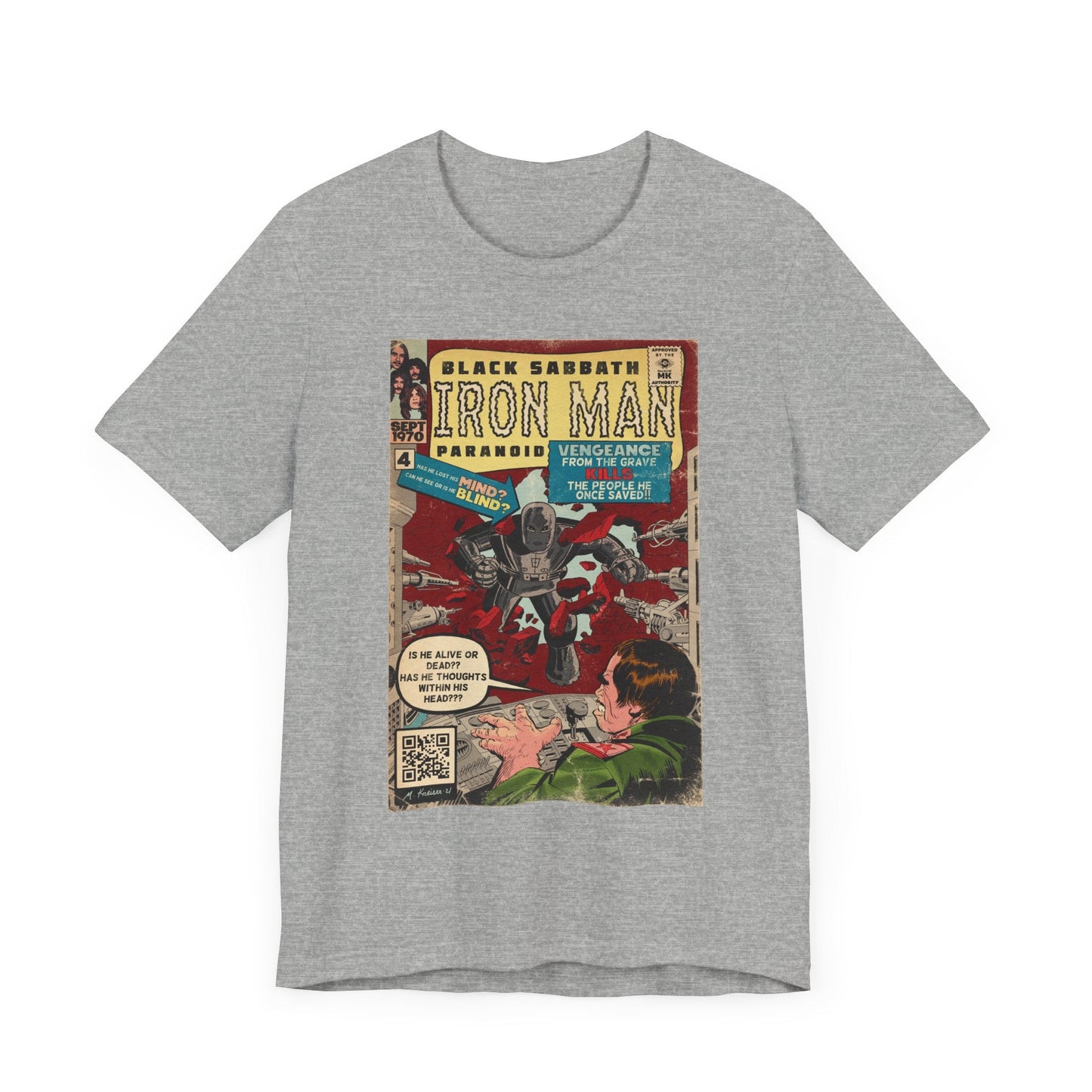 Black Sabbath - Iron Man Rock Comic Art - Unisex Jersey Short Sleeve Tee