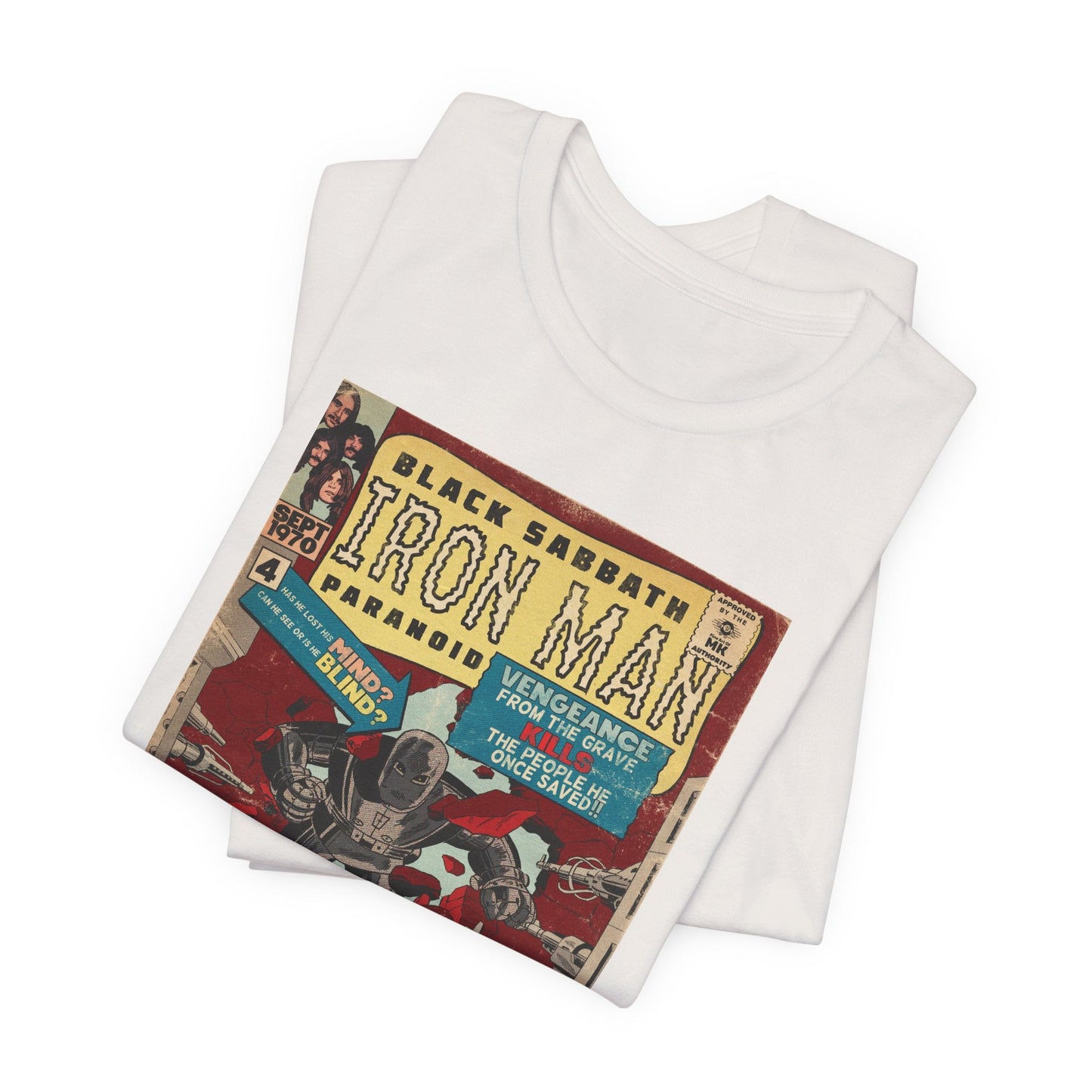 Black Sabbath - Iron Man Rock Comic Art - Unisex Jersey Short Sleeve Tee