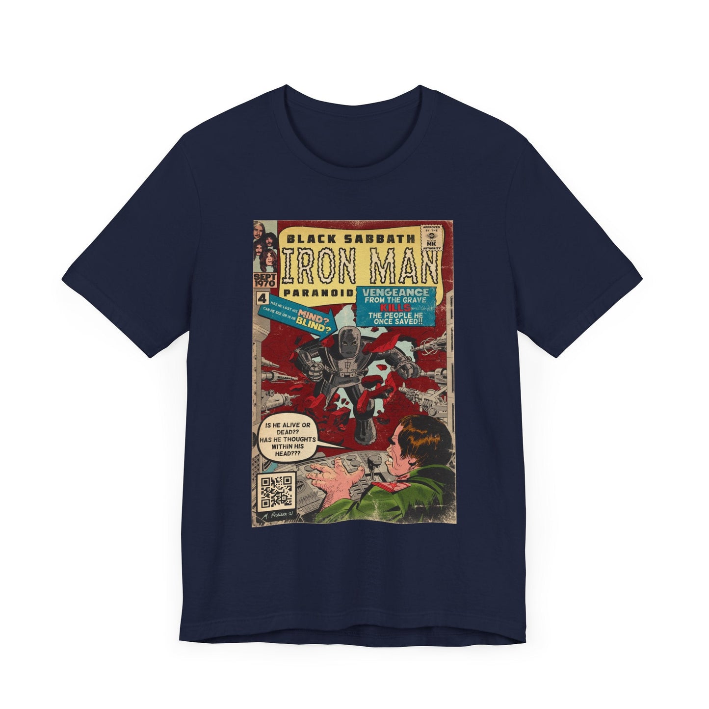 Black Sabbath - Iron Man Rock Comic Art - Unisex Jersey Short Sleeve Tee