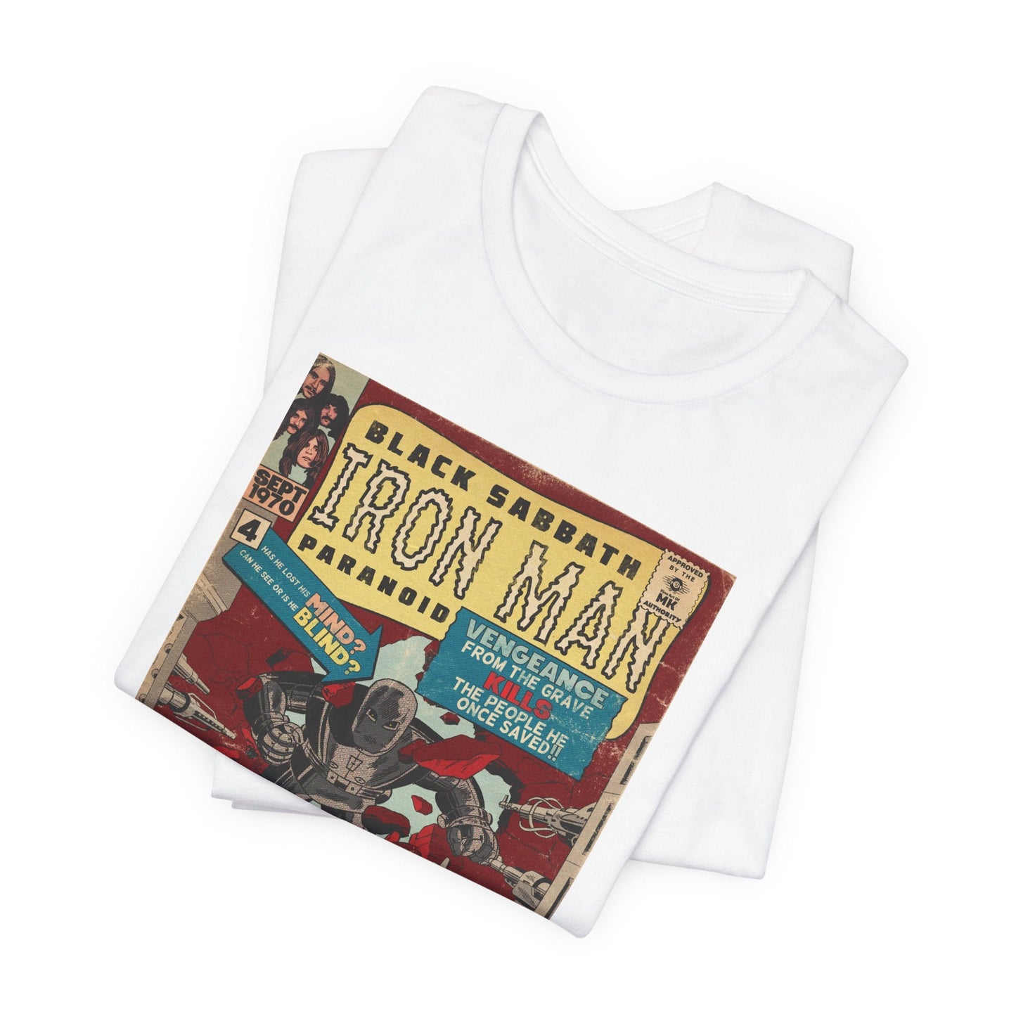 Black Sabbath - Iron Man Rock Comic Art - Unisex Jersey Short Sleeve Tee