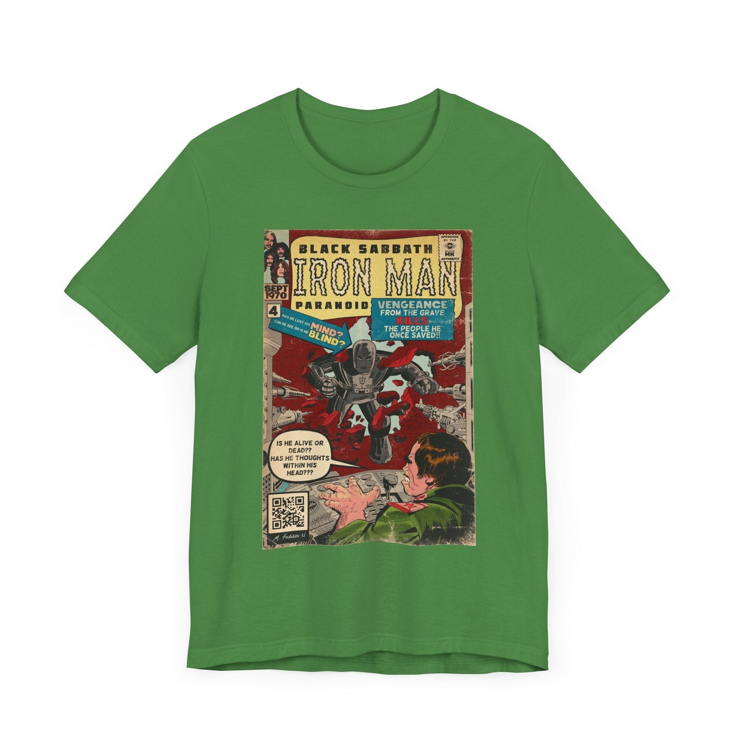 Black Sabbath - Iron Man Rock Comic Art - Unisex Jersey Short Sleeve Tee