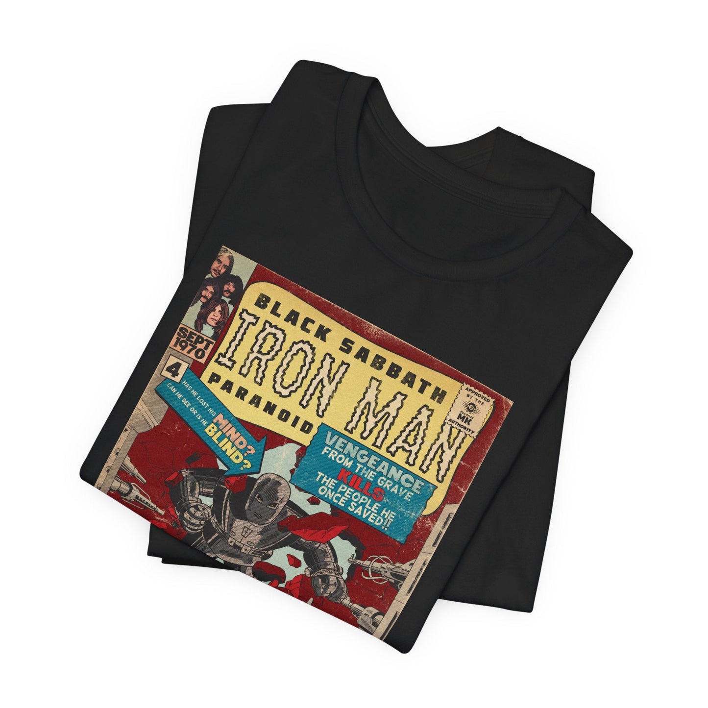 Black Sabbath - Iron Man Rock Comic Art - Unisex Jersey Short Sleeve Tee
