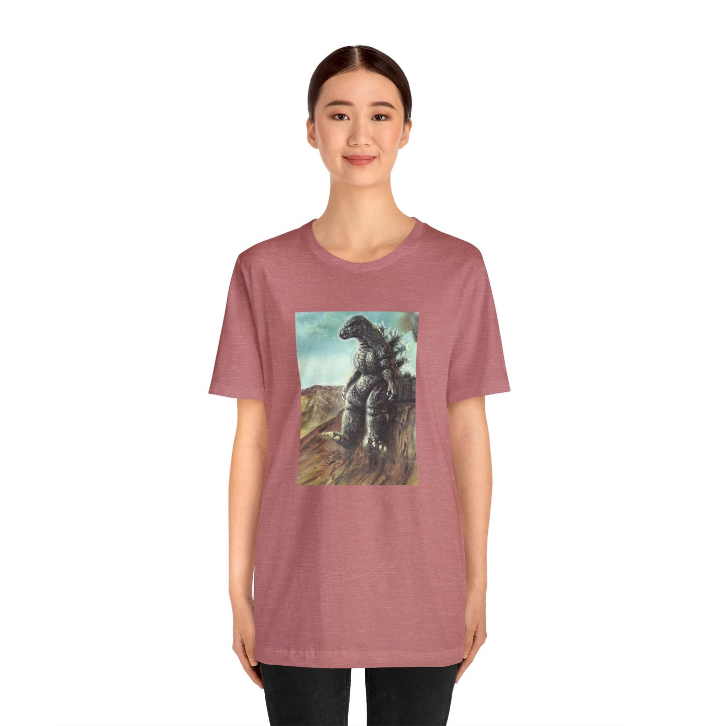 Godzilla Sitting Bella+Canvas Unisex Jersey Short Sleeve Tee