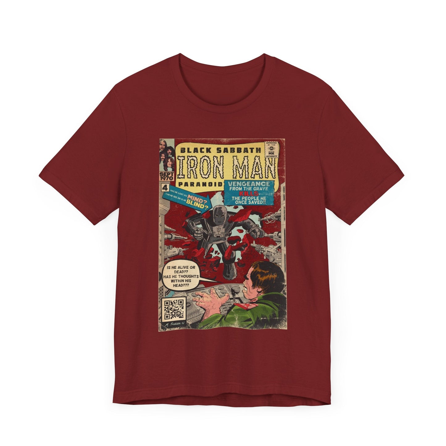 Black Sabbath - Iron Man Rock Comic Art - Unisex Jersey Short Sleeve Tee