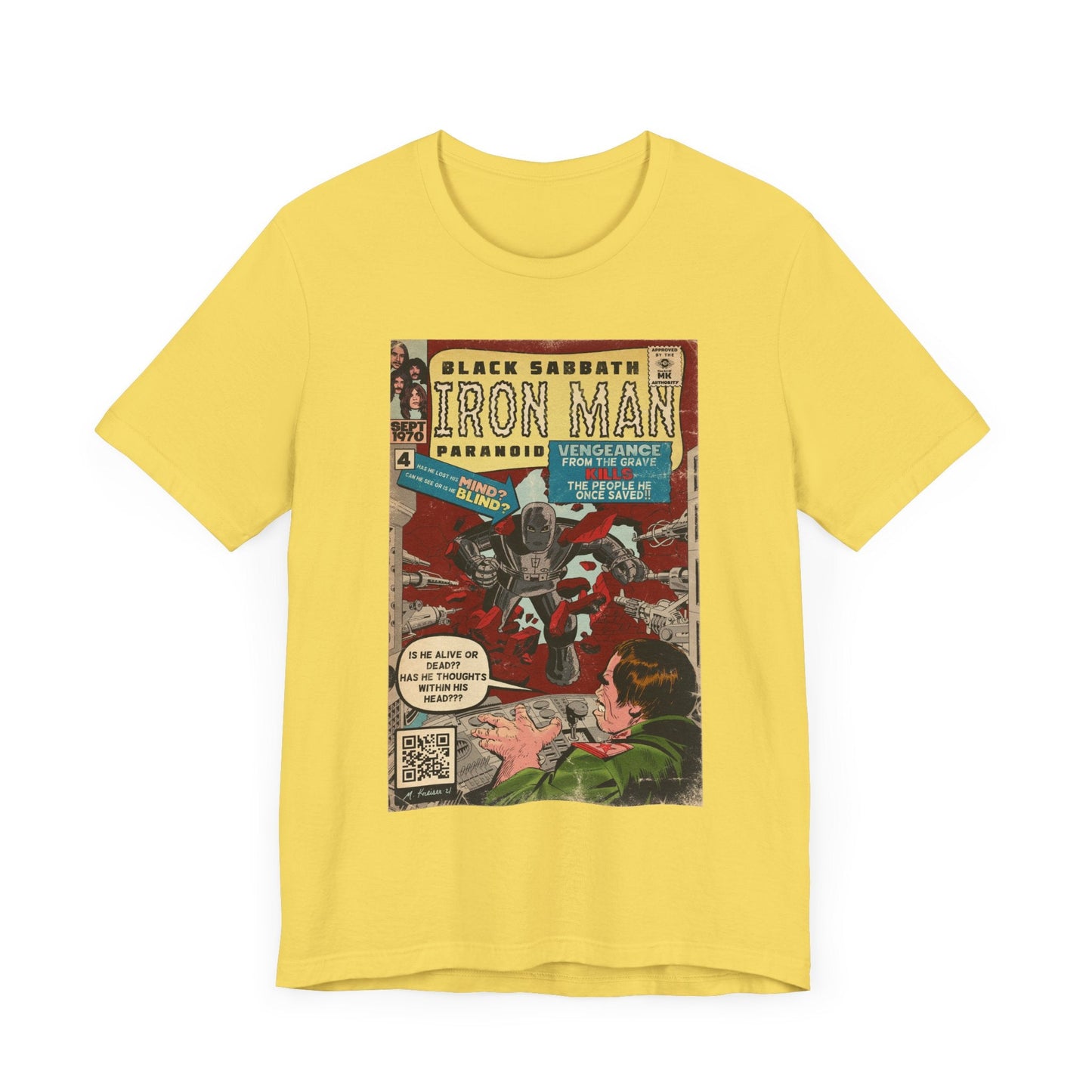Black Sabbath - Iron Man Rock Comic Art - Unisex Jersey Short Sleeve Tee