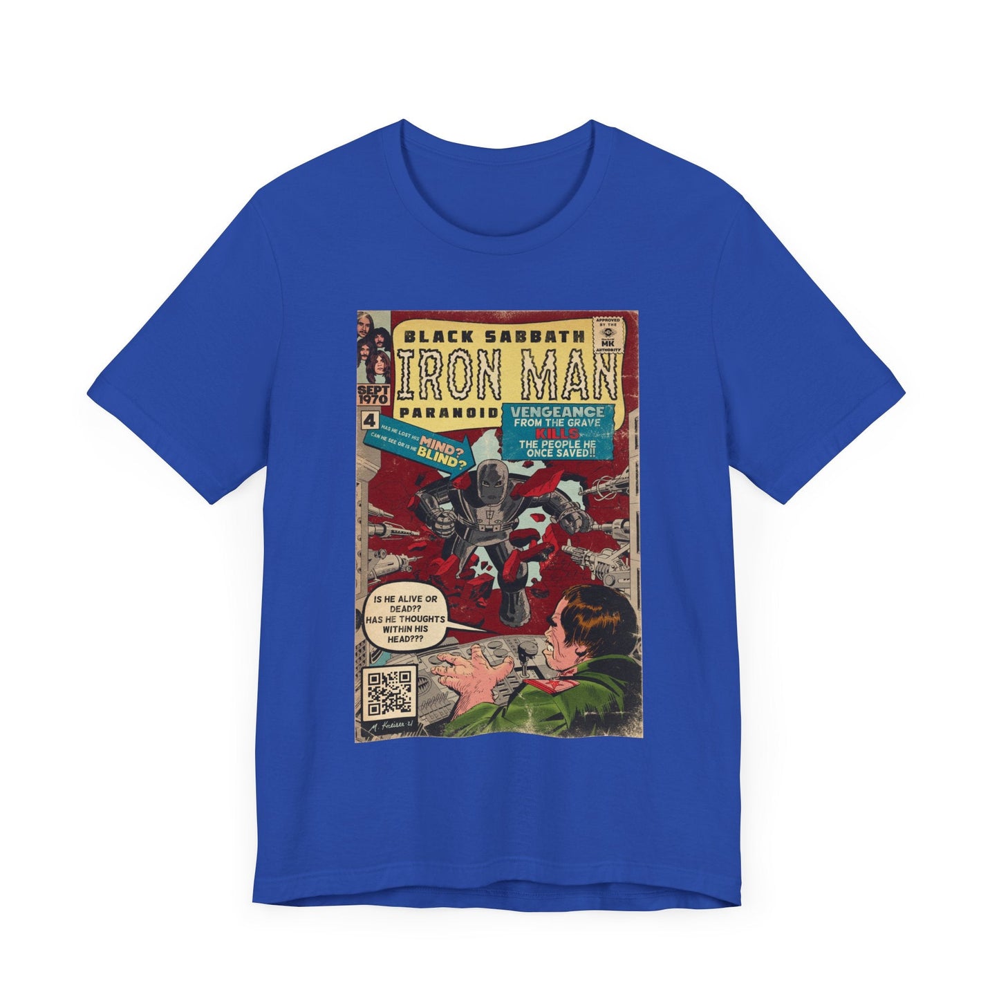 Black Sabbath - Iron Man Rock Comic Art - Unisex Jersey Short Sleeve Tee