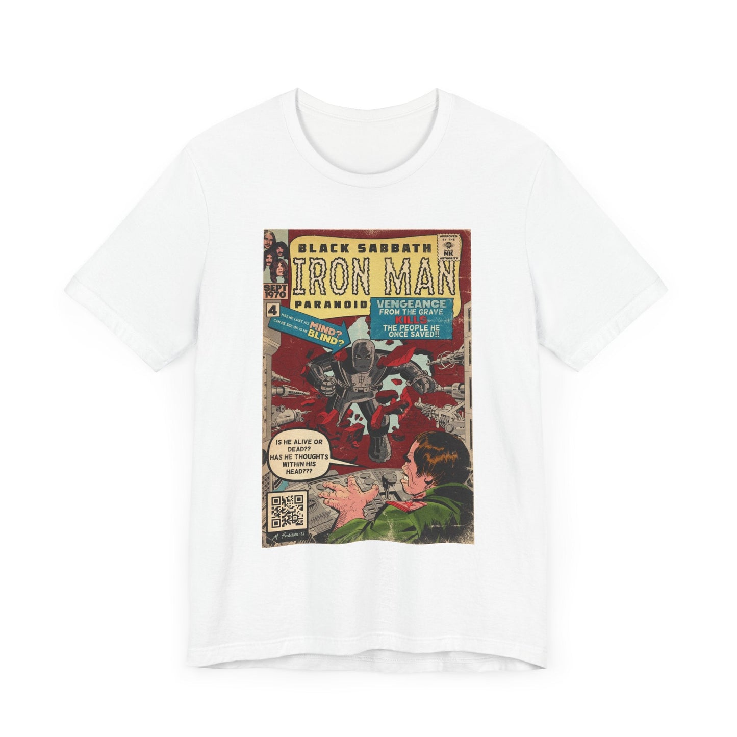 Black Sabbath - Iron Man Rock Comic Art - Unisex Jersey Short Sleeve Tee