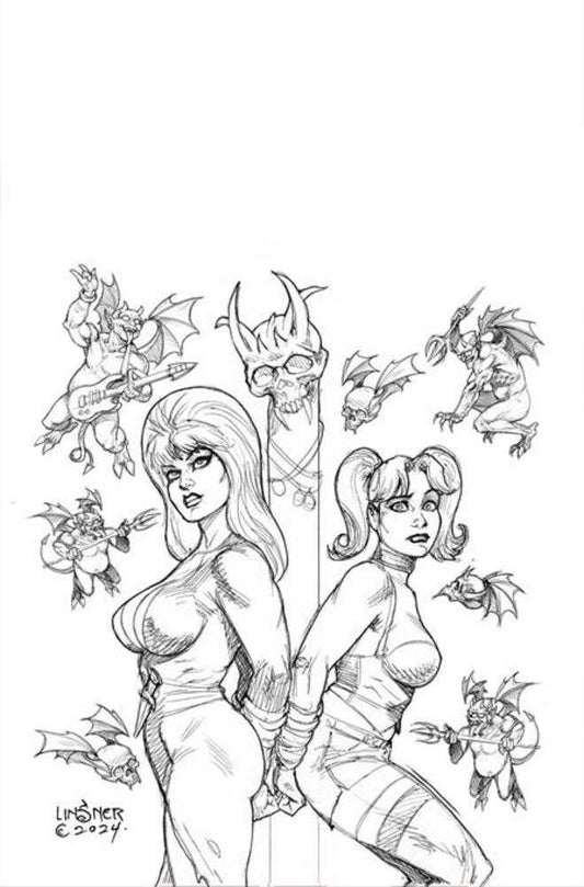 Harley Quinn X Elvira #2 Cover U 1:10 Joseph Michael Linsner Line Art Virgin Foc Bonus Variant