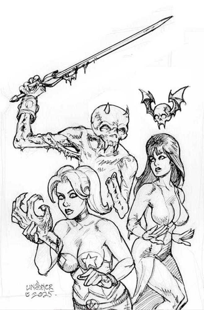 Harley Quinn X Elvira #3 Cover M 1:10 Joseph Michael Linsner Line Art Virgin Foc Bonus Variant