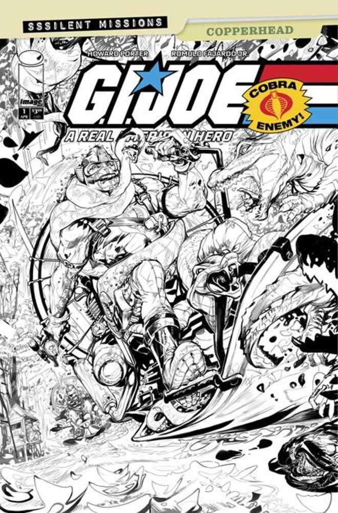 G.I. Joe A Real American Hero Sssilent Missions Copperhead #1 (One Shot) Cover C 1:10 Howard Porter Black & White Variant