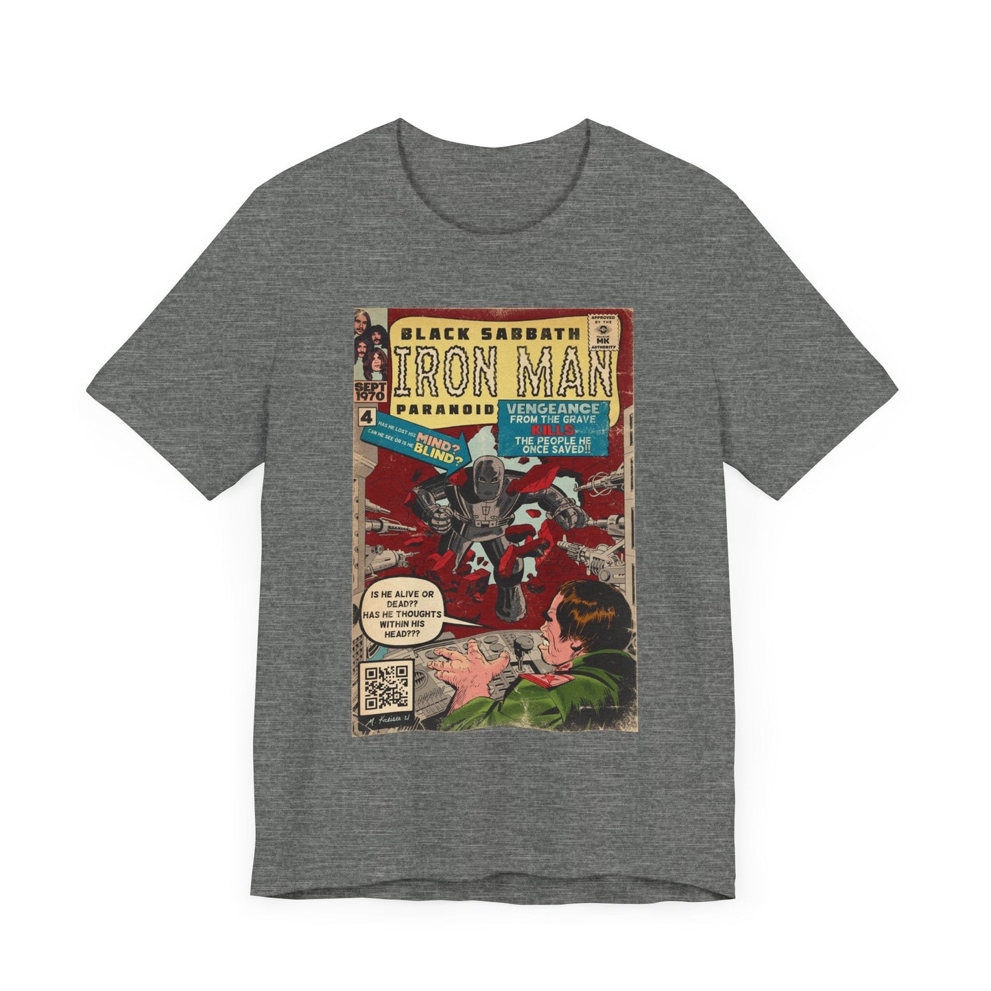 Black Sabbath - Iron Man Rock Comic Art - Unisex Jersey Short Sleeve Tee