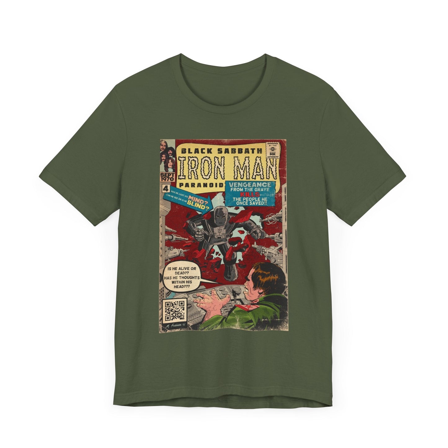 Black Sabbath - Iron Man Rock Comic Art - Unisex Jersey Short Sleeve Tee