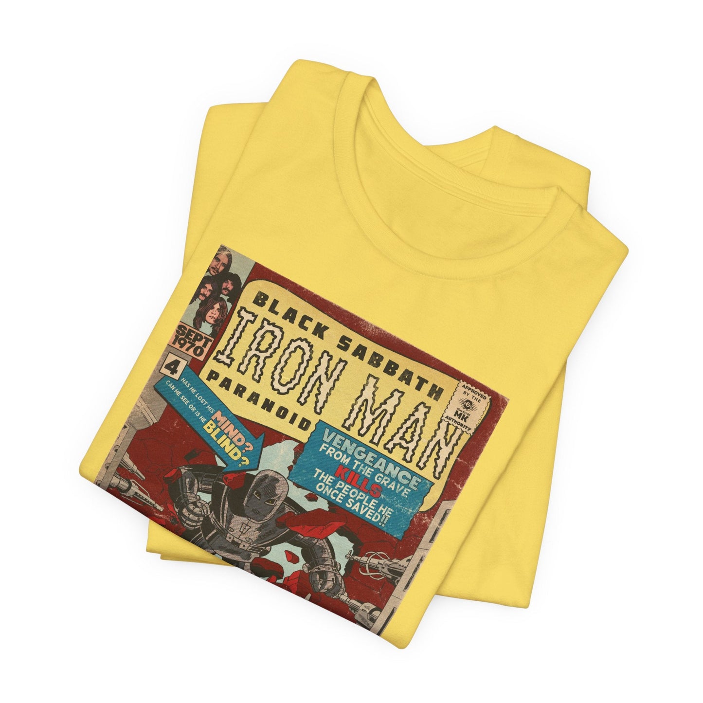 Black Sabbath - Iron Man Rock Comic Art - Unisex Jersey Short Sleeve Tee