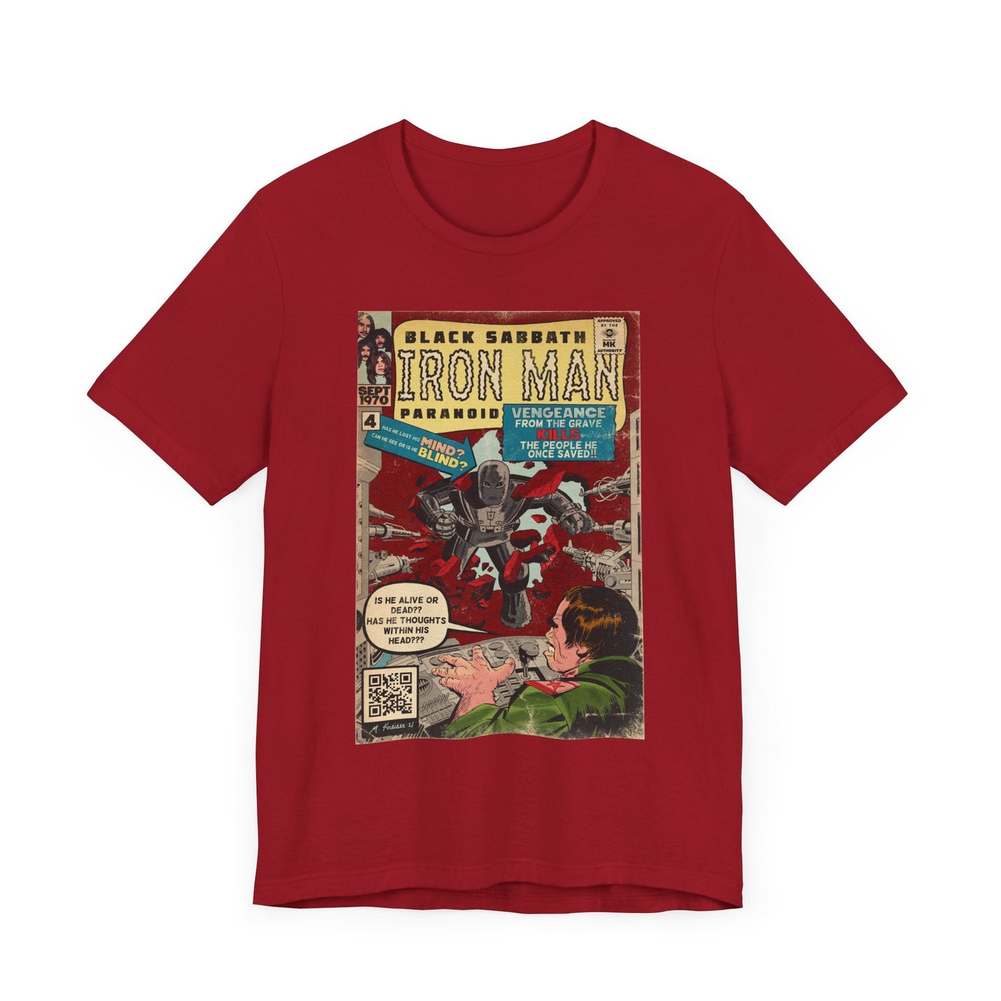 Black Sabbath - Iron Man Rock Comic Art - Unisex Jersey Short Sleeve Tee