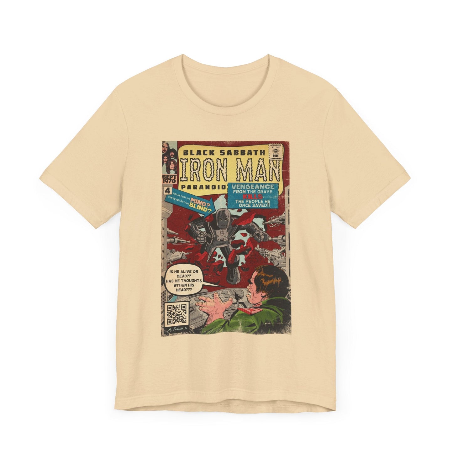 Black Sabbath - Iron Man Rock Comic Art - Unisex Jersey Short Sleeve Tee