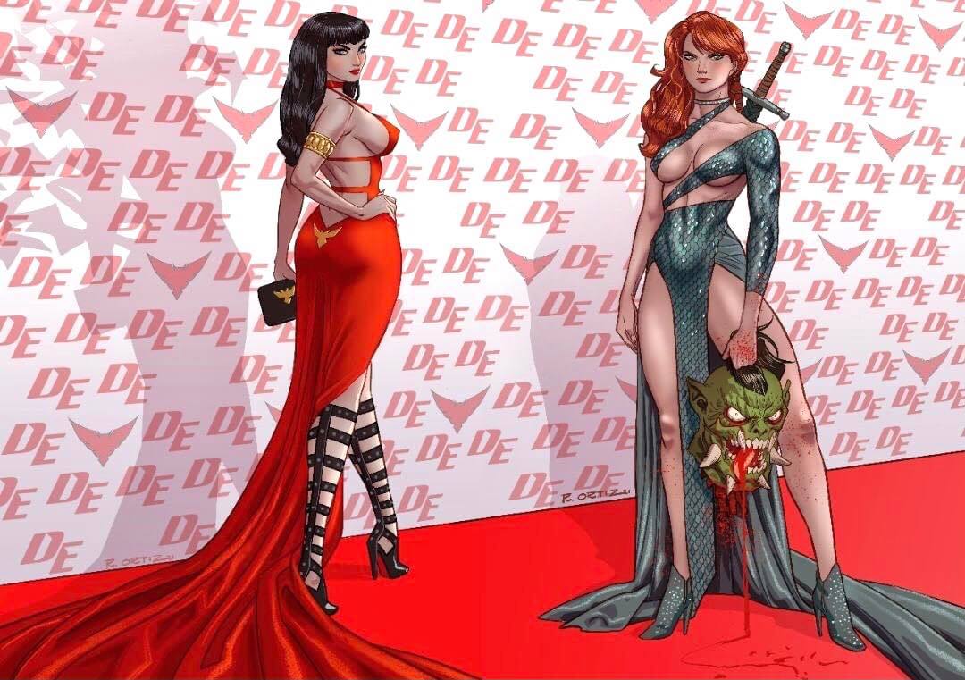 Vampirella and Red Sonja Richard Ortiz Virgin Variants w/COA