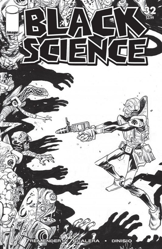 Black Science #32 James Harren The Walking Dead Tribute B&W Variant